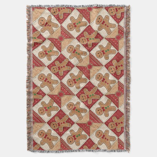 Cute Gingerbread Man Patchwork Pattern Style Decke (Vorderseite Vertikal)