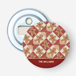 Cute Gingerbread Man Patchwork Pattern Style Flaschenöffner