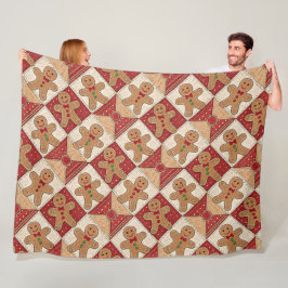 Cute Gingerbread Man Patchwork Pattern Style Fleecedecke