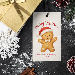 Cute Gingerbread Man with Santa Hat -  Geschenkanhänger