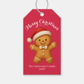 Cute Gingerbread Man with Santa Hat - Geschenkanhänger (Vorderseite)