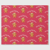 Cute Gingerbread Man with Santa Hat -  Geschenkpapier (Flach)
