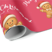 Cute Gingerbread Man with Santa Hat -  Geschenkpapier (Rolleneckpunkt)