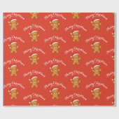Cute Gingerbread Man with Santa Hat -  Geschenkpapier (Flach)