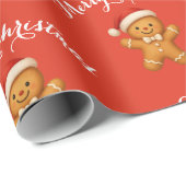 Cute Gingerbread Man with Santa Hat -  Geschenkpapier (Rolleneckpunkt)