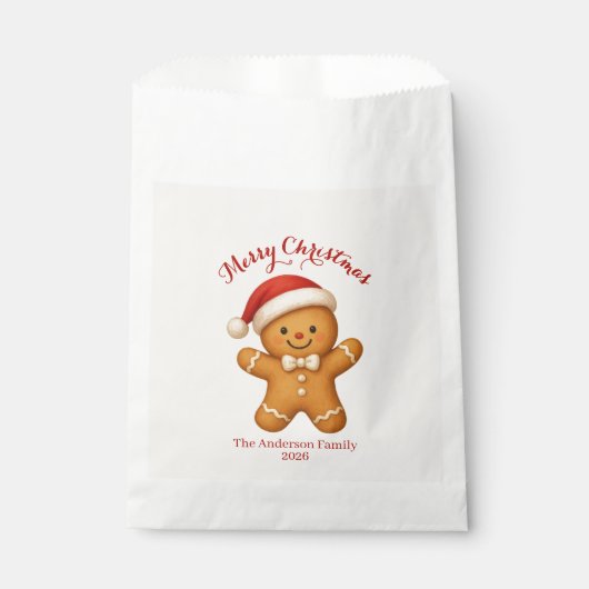 Cute Gingerbread Man with Santa Hat -  Geschenktütchen (Vorderseite)