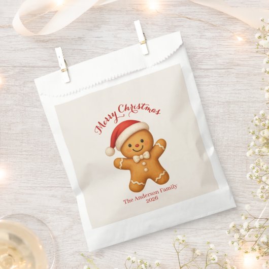 Cute Gingerbread Man with Santa Hat -  Geschenktütchen (Ausgeschnitten)