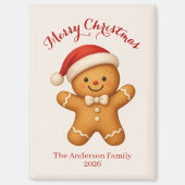 Cute Gingerbread Man with Santa Hat - Magnet (Vorderseite)
