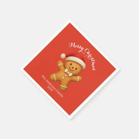 Cute Gingerbread Man with Santa Hat - Serviette (Ecke)