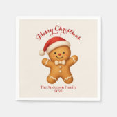 Cute Gingerbread Man with Santa Hat - Serviette (Vorderseite)