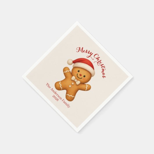 Cute Gingerbread Man with Santa Hat - Serviette (Ecke)
