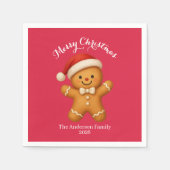 Cute Gingerbread Man with Santa Hat -  Serviette (Vorderseite)