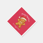 Cute Gingerbread Man with Santa Hat -  Serviette (Ecke)