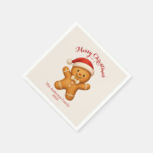 Cute Gingerbread Man with Santa Hat -  Serviette (Ecke)