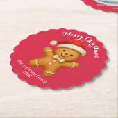 Cute Gingerbread Man with Santa Hat -  Untersetzer (angewinkelt)