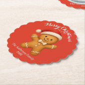 Cute Gingerbread Man with Santa Hat -  Untersetzer (angewinkelt)