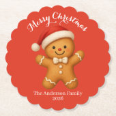 Cute Gingerbread Man with Santa Hat -  Untersetzer (Vorderseite)