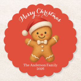 Cute Gingerbread Man with Santa Hat -  Untersetzer