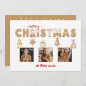 Cute Gingerbread Merry Christmas Multiphoto Feiertagskarte (Vorne/Hinten)