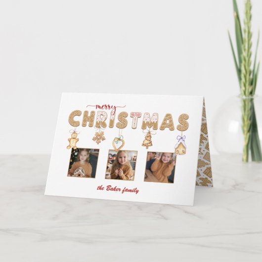 Cute Gingerbread Merry Christmas Multiphoto Feiertagskarte (Vorderseite)