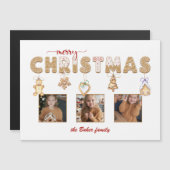Cute Gingerbread Merry Christmas Multiphoto Magnetkarte (Vorne/Hinten)