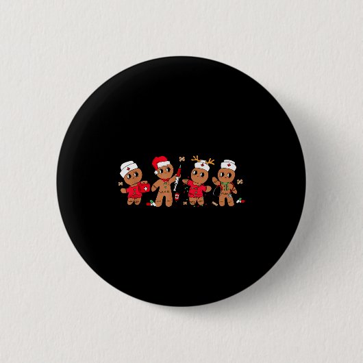 Cute Gingerbread Nurse Christmas Design Medical Hu Button (Vorderseite)