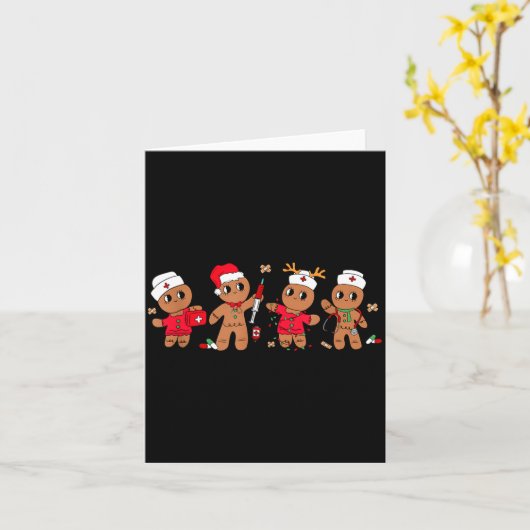 Cute Gingerbread Nurse Christmas Design Medical Hu Karte (Gelbe Blume)