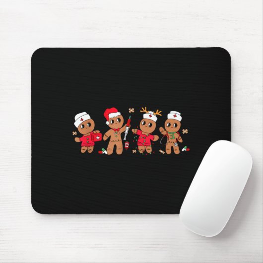 Cute Gingerbread Nurse Christmas Design Medical Hu Mousepad (Mit Mouse)