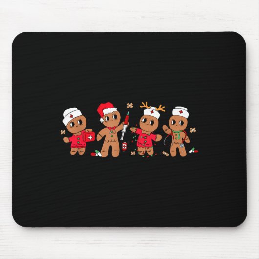 Cute Gingerbread Nurse Christmas Design Medical Hu Mousepad (Vorne)