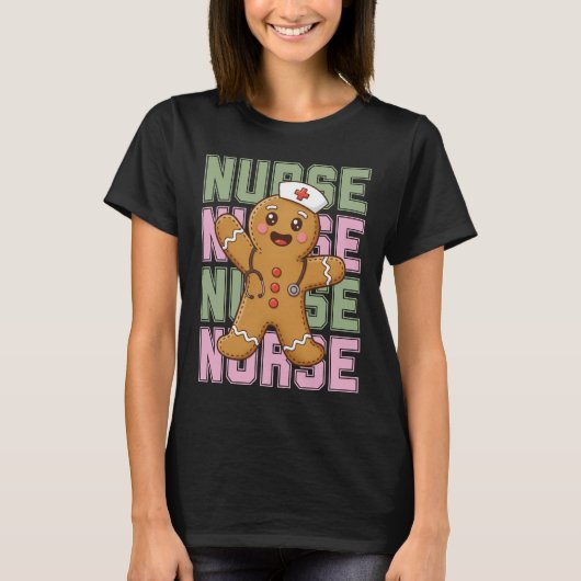 Cute Gingerbread Nurse Christmas Shirt (Vorderseite)