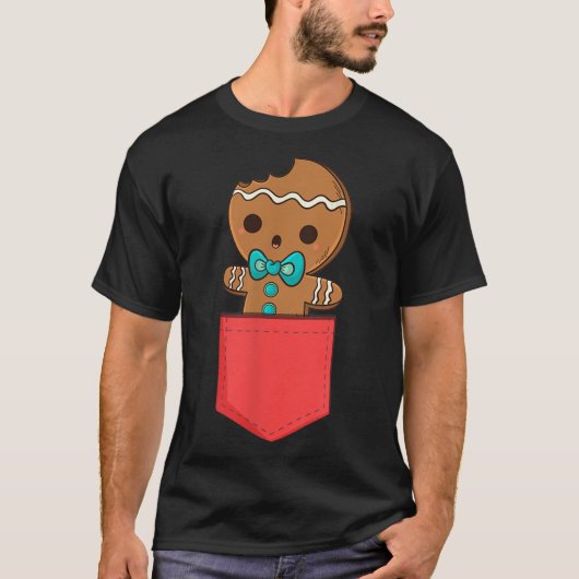 Cute Gingerbread Pocket Christmas Design T-Shirt (Vorderseite)