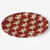 Cute Gingerbread Red Christmas Paper Plate Pappteller (Schrägansicht)