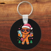 Cute Gingerbread Taking Selfie Christmas Pajama To Schlüsselanhänger (Vorderseite)