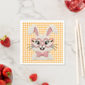 Cute Gingham Bunny Pink Heart Glasses  Serviette (Beispiel)