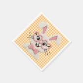 Cute Gingham Bunny Pink Heart Glasses  Serviette (Ecke)