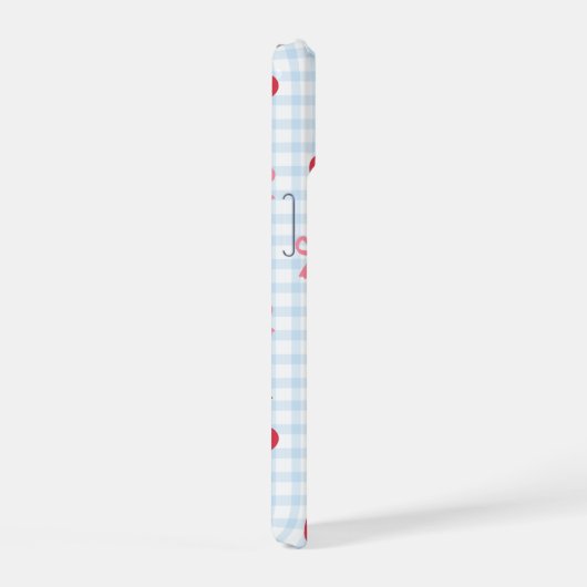 Cute Gingham Cherry iPhone Case with Bow Coquette 15 Hülle (Rechte Seite)