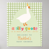 Cute Gingham Silly Goose Baby Shower Welcome Poster (Vorne)