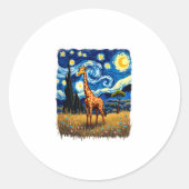 Cute Giraffe Africa - Starry Night T-Shirt Runder Aufkleber (Vorderseite)
