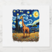Cute Giraffe Africa - Starry Night T-Shirt Schaumweinetikett (Einzelnes Label)