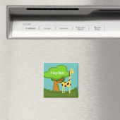 Cute Giraffe and Tree Art Personalised Colorful Magnet (In Situ (Geschirrspüler))