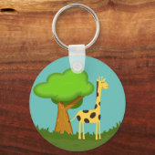 Cute Giraffe and Tree Art Personalised Keychain Schlüsselanhänger (Rückseite)