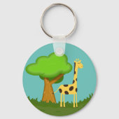Cute Giraffe and Tree Art Personalised Keychain Schlüsselanhänger (Rückseite)