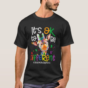 Cute Giraffe Animal Its Ok To Be Different Autism T-Shirt