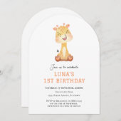 Cute Giraffe arch 1st birthday invitation Einladung (Vorne/Hinten)