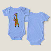 Cute Giraffe Artist Baby Infant Shower Bodysuit (Design Vorderseite & Rückseite)