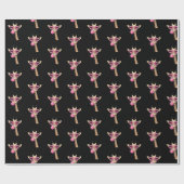 Cute Giraffe Blowing Pink Bubble Gum Sunglasses  Geschenkpapier (Flach)
