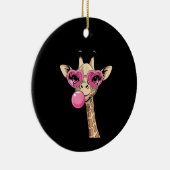 Cute Giraffe Blowing Pink Bubble Gum Sunglasses  Keramik Ornament (Rechts)