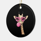 Cute Giraffe Blowing Pink Bubble Gum Sunglasses  Keramik Ornament (Links)