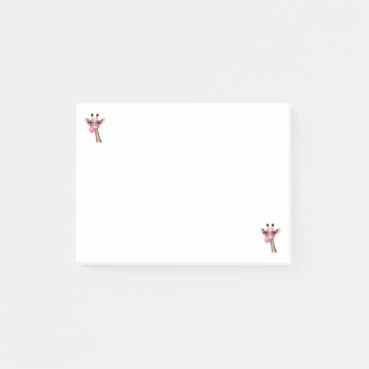 Cute Giraffe Blowing Pink Bubble Gum Sunglasses  Post-it Klebezettel (Vorderseite)
