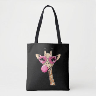Cute Giraffe Blowing Pink Bubble Gum Sunglasses  Tasche